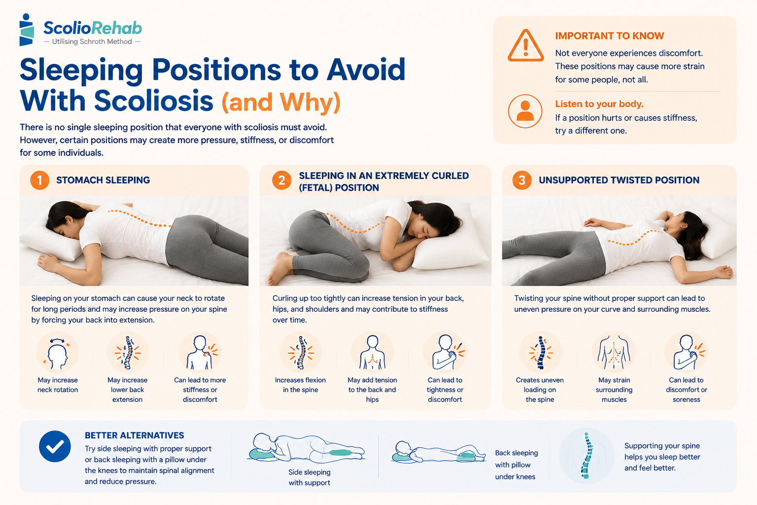 sleeping positions to avoid with scoliosis